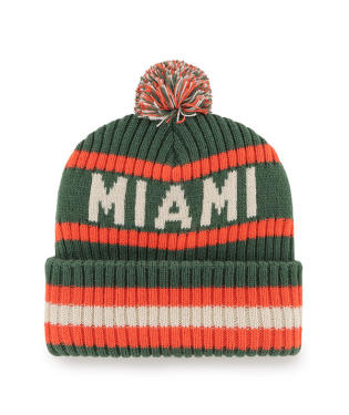 Miami Hurricanes - Dark Green Bering Cuff Knit Beanie, 47 Brand