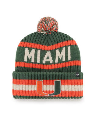 Miami Hurricanes - Dark Green Bering Cuff Knit Beanie, 47 Brand