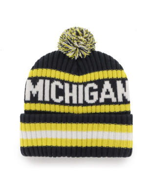 Michigan Wolverines - Navy Knit Cuff Beanie with Pom, 47 Brand