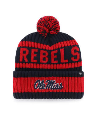 Mississippi Rebels - Navy Bering Cuff Knit Beanie, 47 Brand