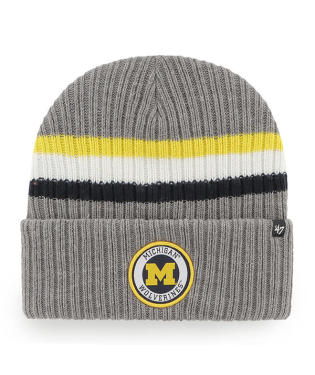 Michigan Wolverines - Dark Gray Highline Cuff Knit Beanie, 47 Brand