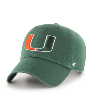 Miami Hurricanes - Dark Green Clean Up Hat, 47 Brand