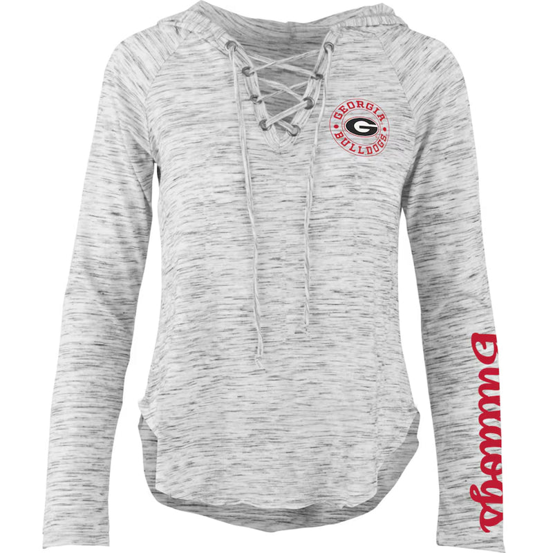 Georgia Bulldogs "Gato" -  Lace-Neck Tee Hooded LongSleeve