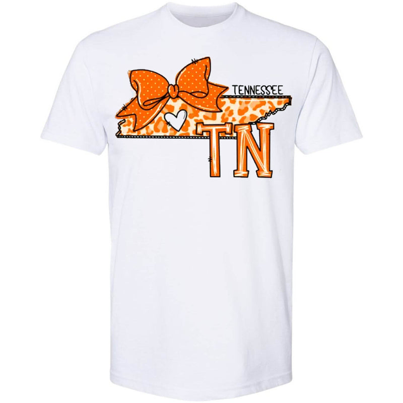 Tennessee Volunteers - Leopard Doodle Tennessee State Graphic Tee White Adult T-Shirt