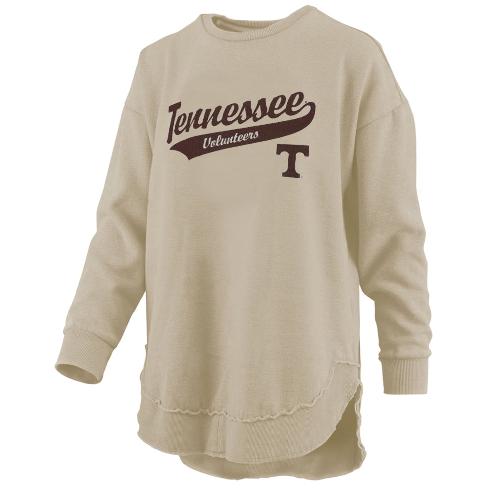 Tennessee Volunteers "Bailey" - Long-Sleeve Crew-Neck Rounded-Bottom Hi-Lo Melange Fleece