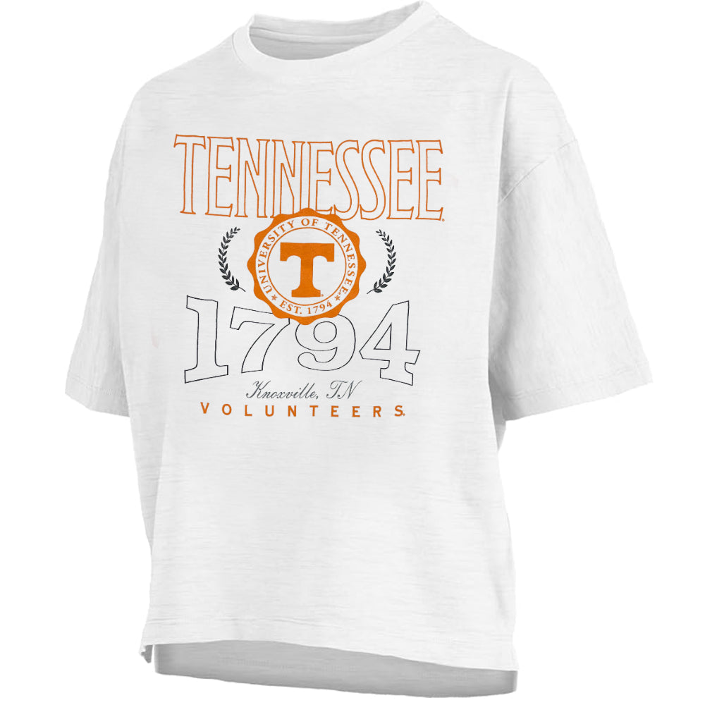 Tennessee Volunteers "Clayton" - ShortSleeve Crew-Neck Waist-Length Oversized Slub Top