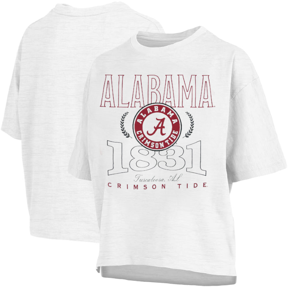 Alabama Crimson Tide "Clayton" - Short-Sleeve Crew-Neck Waist-Length Oversized Slub Top