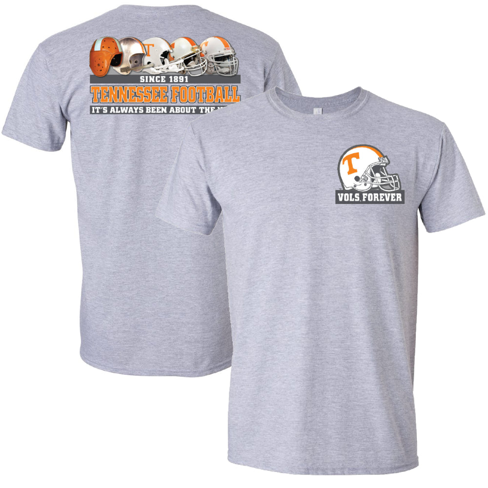 Tennessee Volunteers - Past / Present Helmets Sport Grey T-Shirt