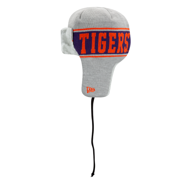 Clemson Tigers - Basic Trapper Gray Knit Hat, New Era