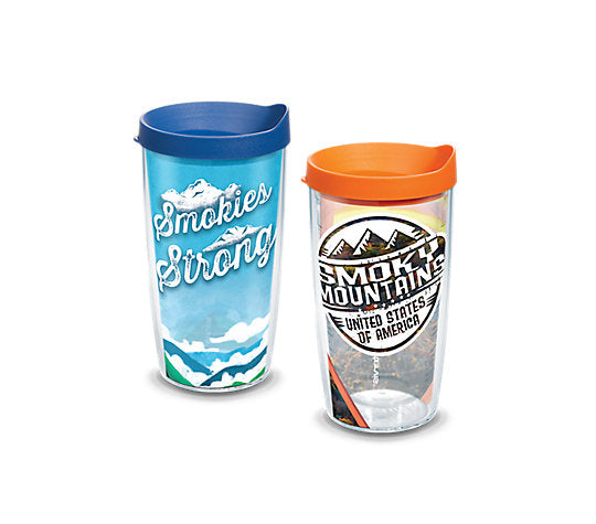 Smokies Strong and Smoky Mountains Stamp - 16oz Tumbler (2 Pack)