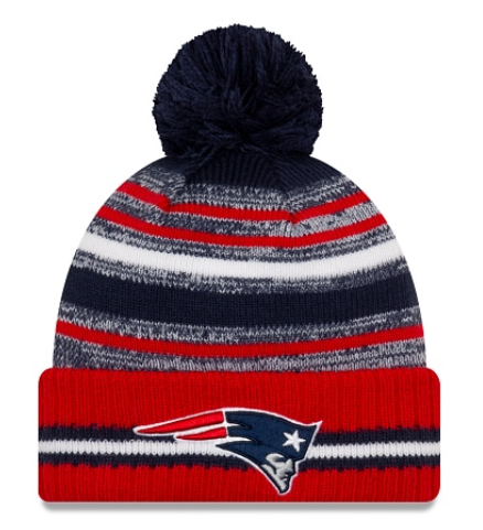 New England Patriots - One Size Cozy Cable Beanie with Pom, New Era