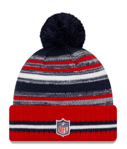 New England Patriots - One Size Cozy Cable Beanie with Pom, New Era