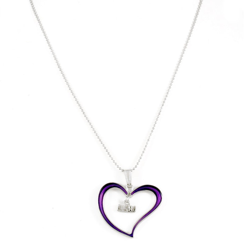 University of Louisiana State  -LSU Tigers - Logo Heart Necklace