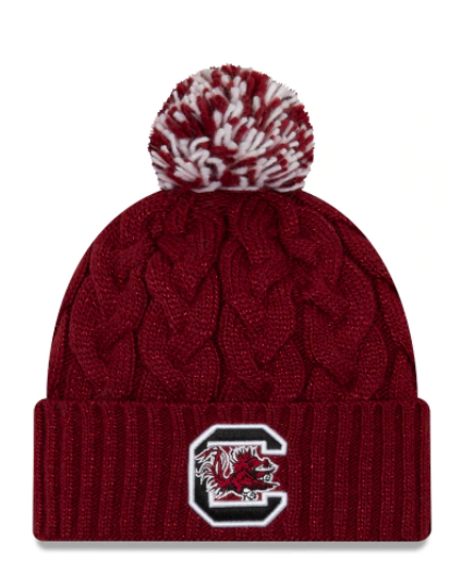 South Carolina Gamecocks - One Size Cozy Cable Knit Beanie with Pom, New Era