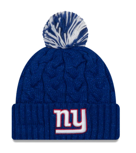 New York Giants - One Size Cable Knit Beanie with Pom, New Era