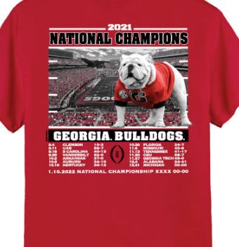 Georgia Bulldogs - 2021 National Champions Red T-Shirt