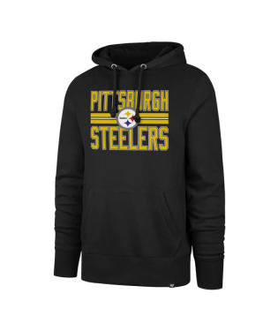 Pittsburgh Steelers - Jet Black Block Stripe Headline Men's Hoodie