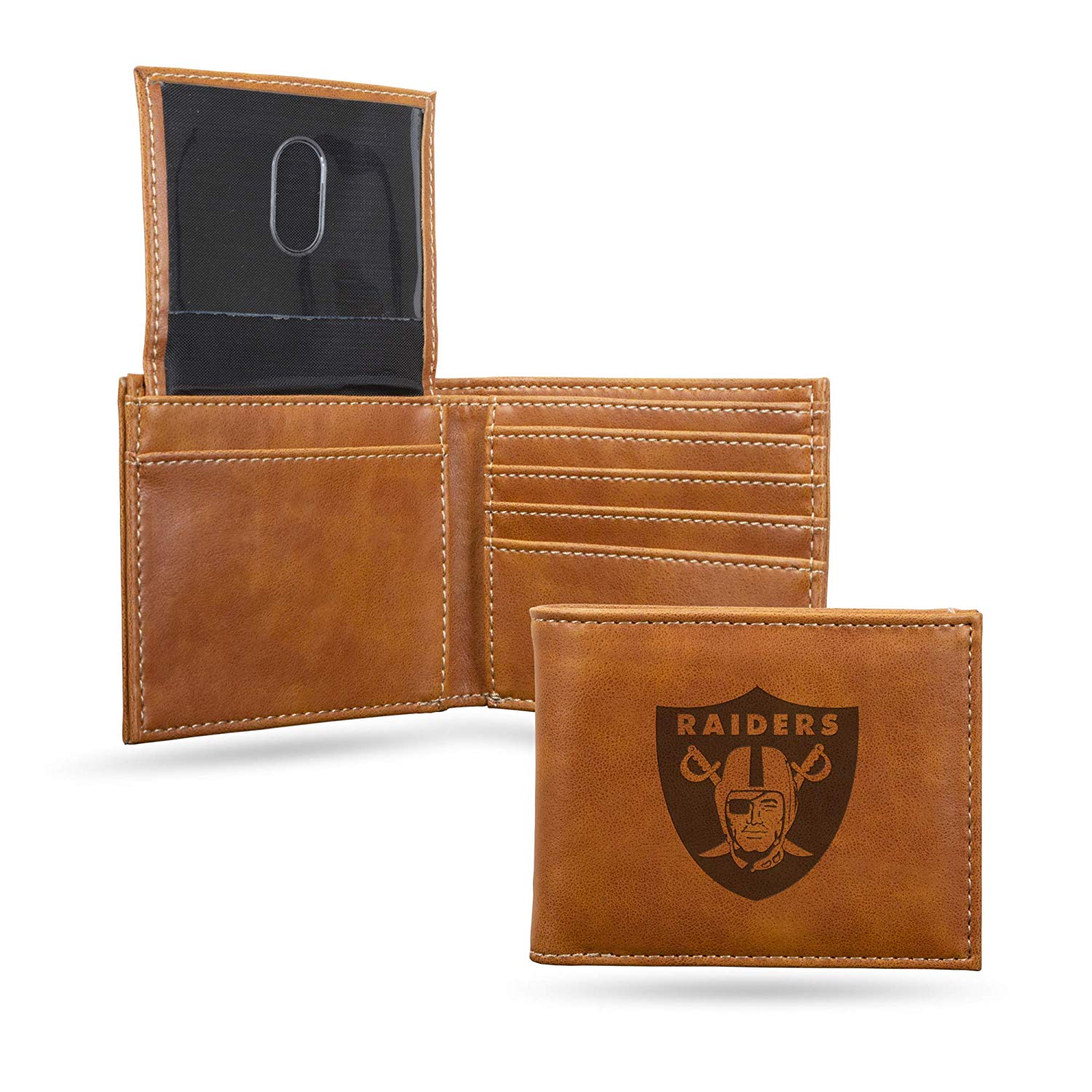 Raiders Laser Engraved Brown Billfold Wallet