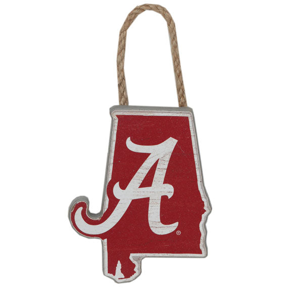 Alabama Crimson Tide - State Shaped Hanging Wood Wall Decor