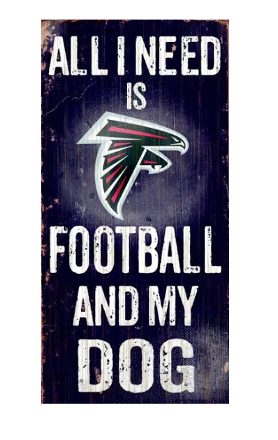 Atlanta Falcons Wood Sign - Football And Dog 6"x12"