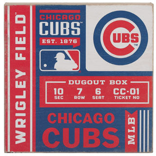 Chicago Cubs Wrigley Field Ticket Wood Wall Decor