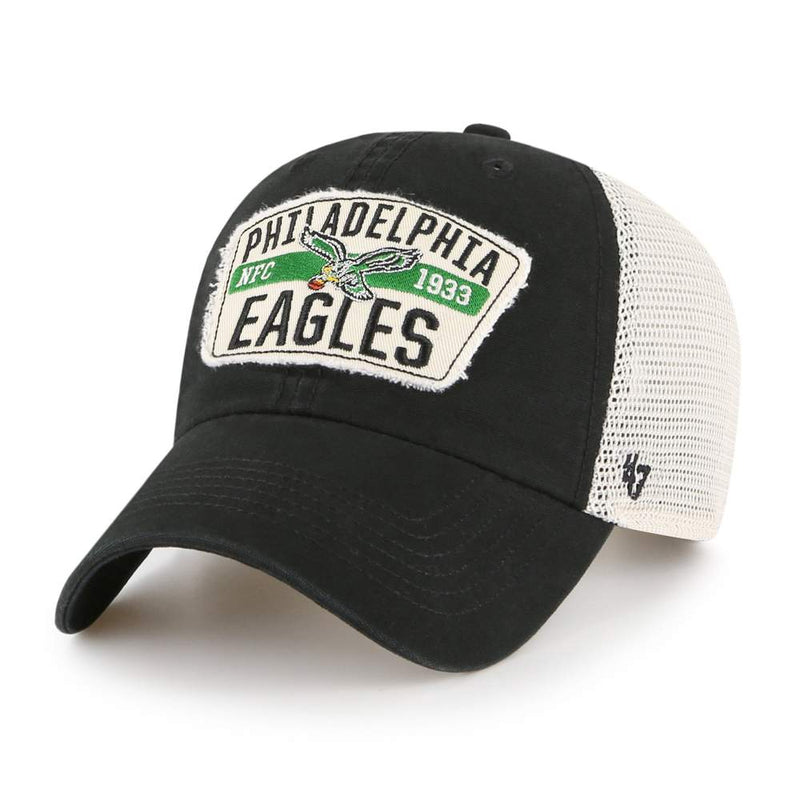 Philadelphia Eagles - Crawford Trucker Black & Natural Clean Up Snapback Hat, 47 Brand