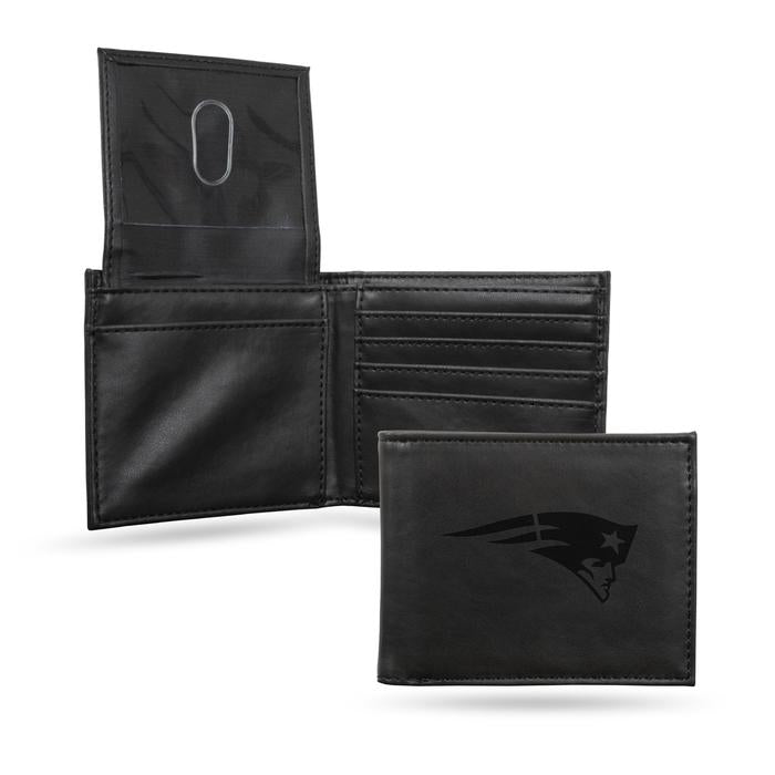 Patriots Laser Engraved Black Billfold Wallet