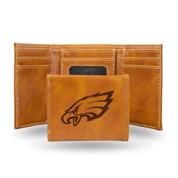 Philadelphia Eagles - NFL Laser Engraved Brown Trifold Wallet