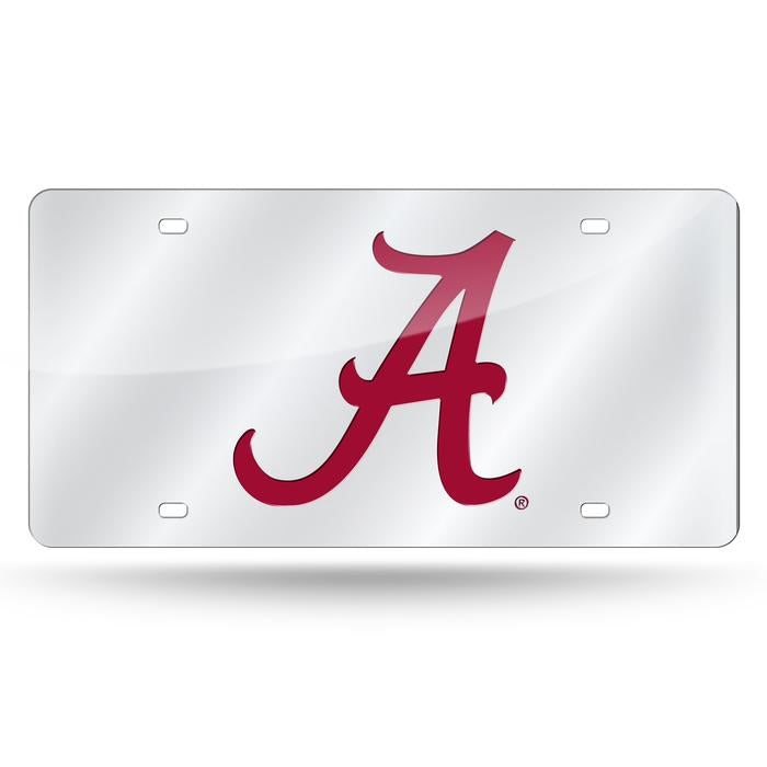 Alabama Crimson Tide - Script A Silver Metal License Plate