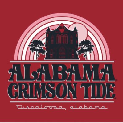 Alabama Crimson Tide - Rainbow Campus Building Cardinal T-Shirt