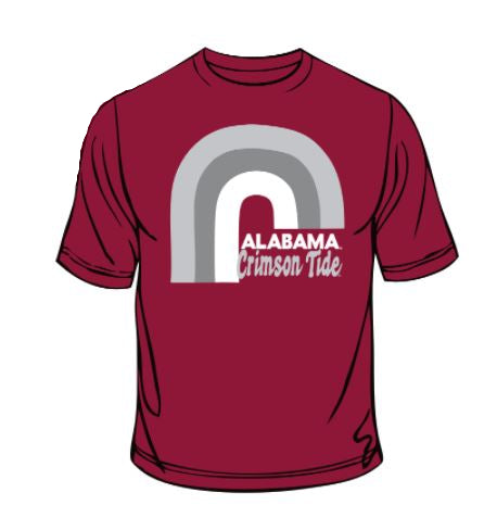 Alabama Crimson Tide - Rainbow & Retro Type Cardinal T-Shirt