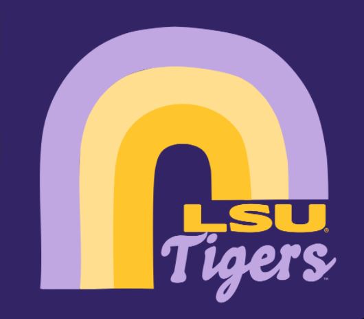 LSU Tigers - Rainbow & Retro Type Purple T-Shirt