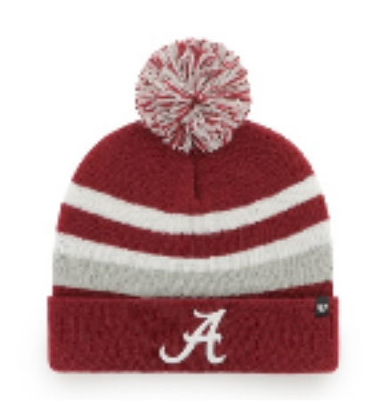 Alabama Crimson Tide - Razor Red State Line Cuff Knit Beanie with Pom, 47 Brand