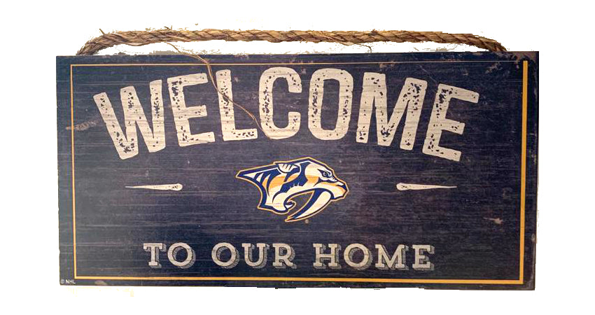 Nashville Predators Welcome Distressed Wood Sign