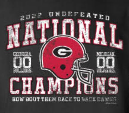 Georgia Bulldogs - 2022 Undefeated National Champions How'bout Them Back to Back Dawgs Black T-Shirt