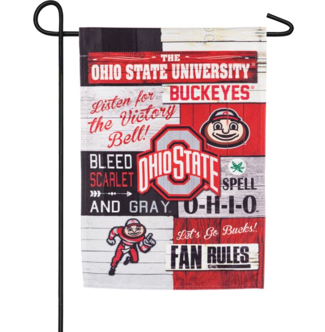 Ohio State Buckeyes - Linen Fan Rules Garden Flag