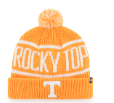 Tennessee Volunteers - Rocky Top Vibrant Orange Calgary Cuff Knit Beanie with Pom, 47 Brand