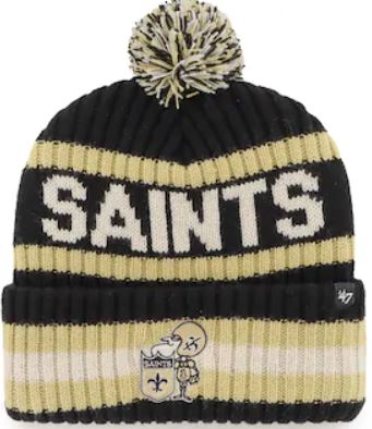 New Orleans Saints Legacy Black Bering 47 Cuff Knit Beanie Hat with Pom