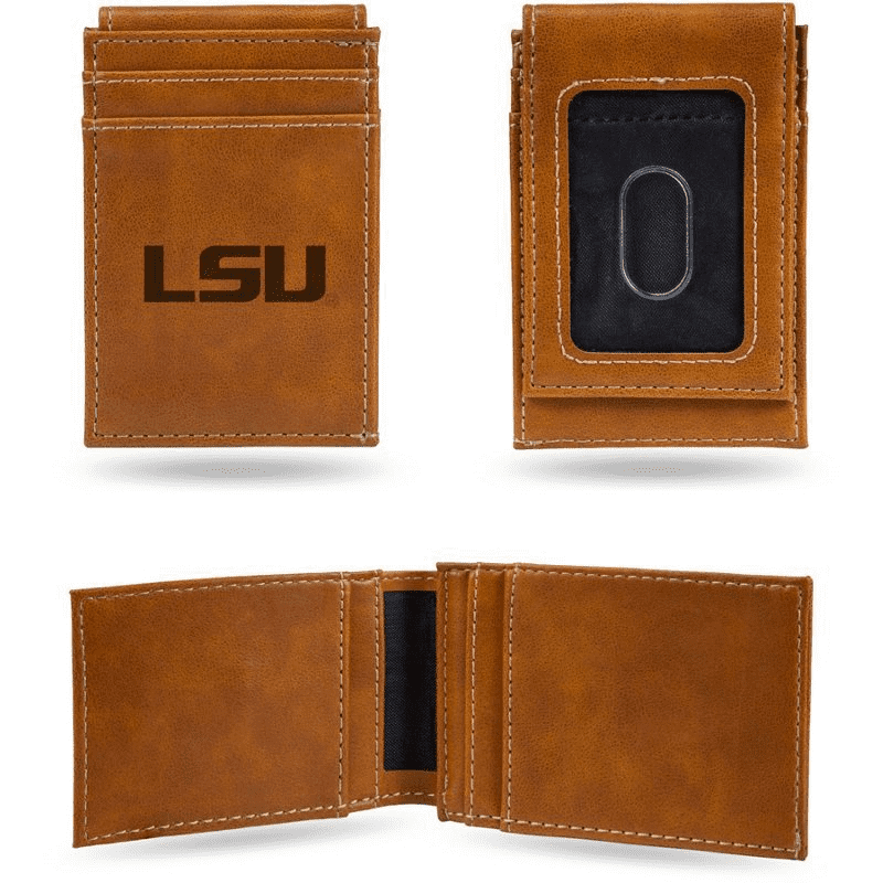 LSU Tigers Laser Engraved Front Pocket Wallet - Black