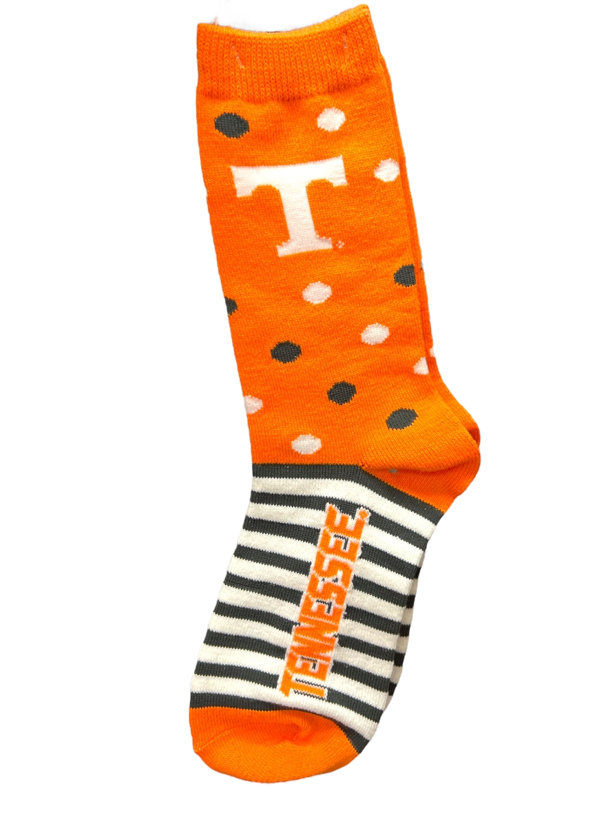 Tennessee Volunteers - Half Dots Half Stripe Crew Socks