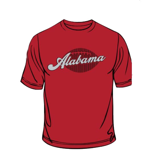 Alabama Crimson Tide - Retro Stripe Ball Cardinal T-Shirt