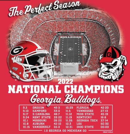 Georgia Bulldogs - The Perfect Season 2022 National Champions Red T-Shirt